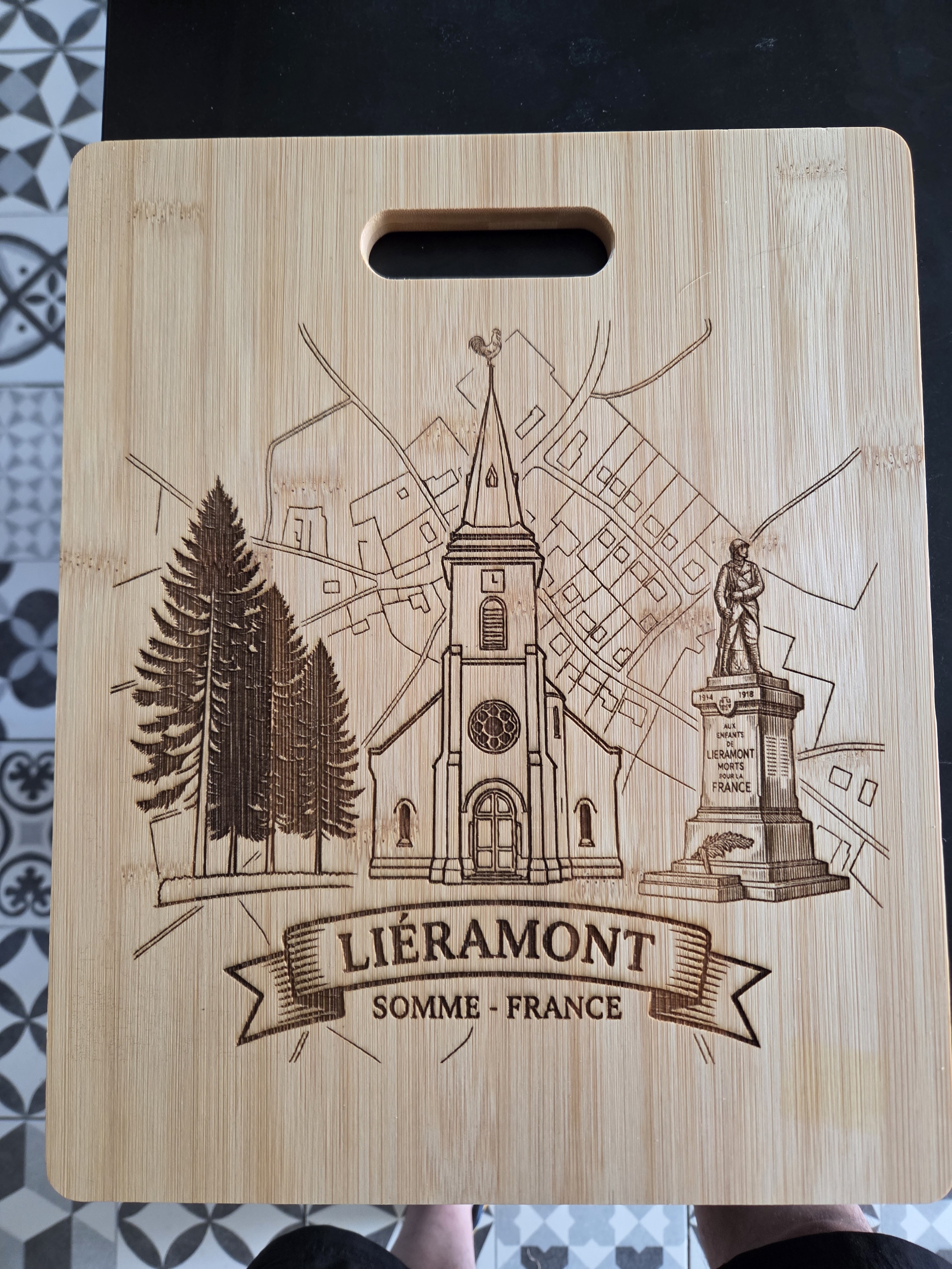 Planche Gravée - Monument & Clocher de Liéramont (80)